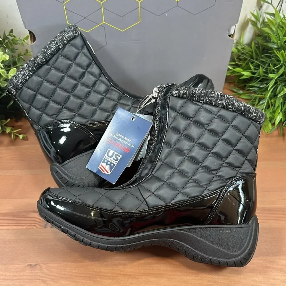Khombu Megan Wide Width Waterproof‎ Front Zip Winter Boots Size 8.5W